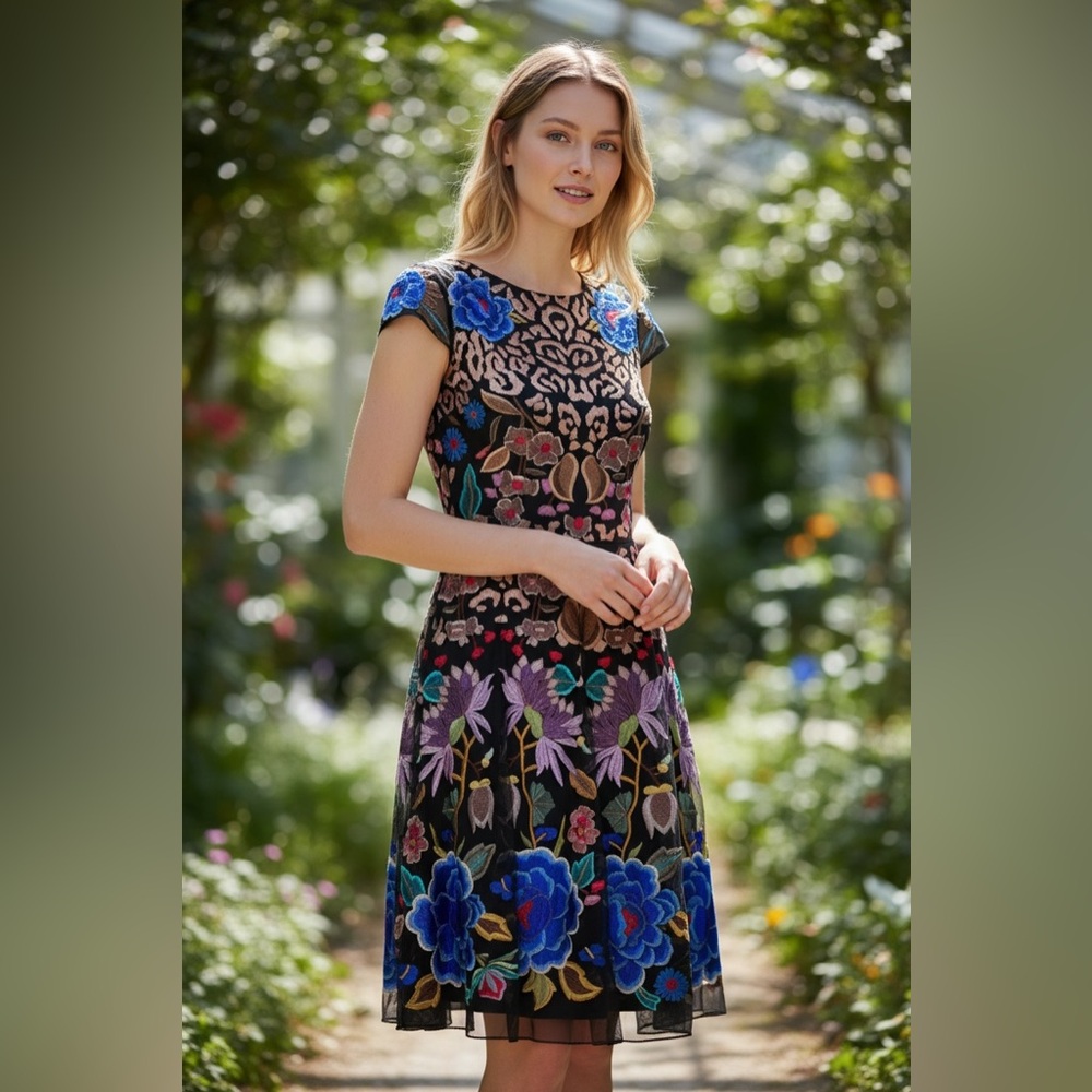 Temperley London New Floral Embroidered Dress Size US 2